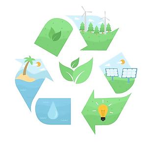 绿色能源低碳环保可回收插画设计