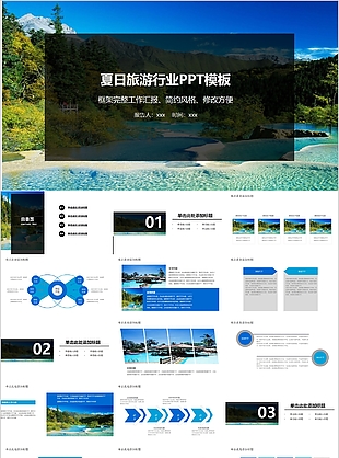 完整框架夏日旅游行业工作汇报PPT模板