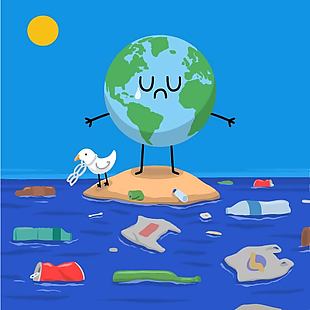爱护环境守护地球扁平插画图片下载