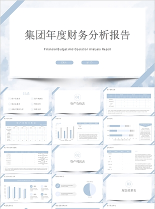 清新简约集团年度财务分析报告PPT模板