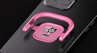 粉色金属质感手机支架样机素材
