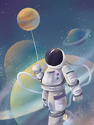卡通插画风太空宇航员图片设计下载