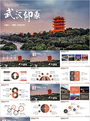 魅力武汉印象旅游文化宣传介绍PPT模板