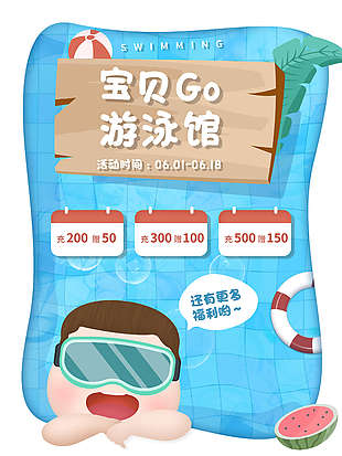 少儿游泳培训班招生宣传海报