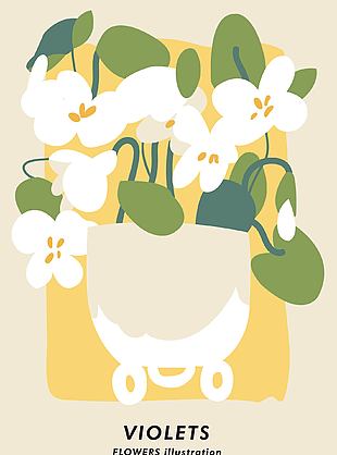 小清新植物花卉图案卡片设计