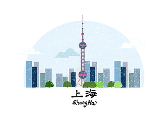 上海东方明珠旅游景点插画素材下载