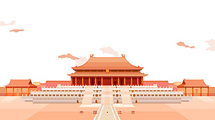 中国北京建筑地标城市插画图片大全