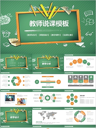 绿色教师说课课堂演讲教学课件PPT模板