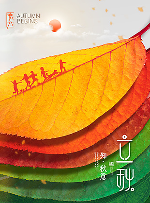 秋天元素立秋节气简约海报素材大全