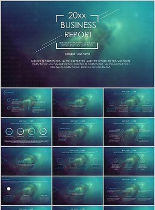 奇幻创意极光背景工作总结PPT模板