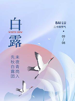 中国传统节气白露质感创意海报素材