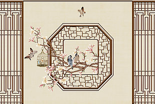 中式国画牡丹花鸟图