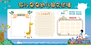 可爱卡通风幼儿园文化墙模板设计