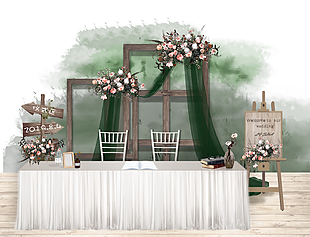 创意简约韩式抹茶绿主题婚礼效果图设计