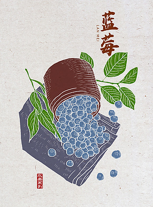 创意手绘蓝莓插画设计
