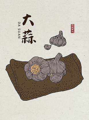 大蒜蔬菜插画设计