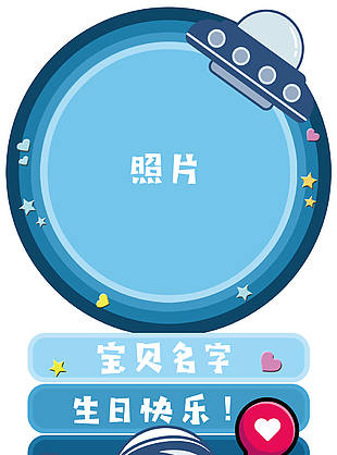 创意卡通Q版宇航员风格生日指引牌设计