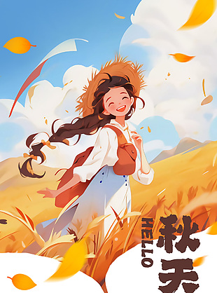 清新漫画风秋天秋季宣传海报图片下载