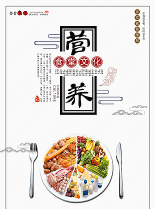 营养搭配创意食堂推广海报