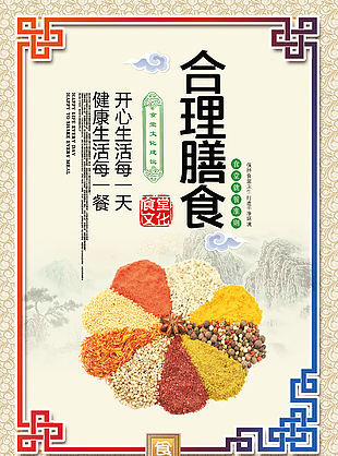 食堂合理膳食推广海报下载