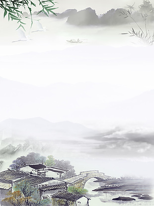中国风水墨画背景图片素材