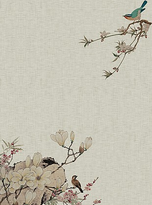 中国古风工笔画花鸟图素材下载