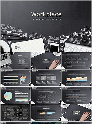 大气手绘工作汇报总结PPT模板