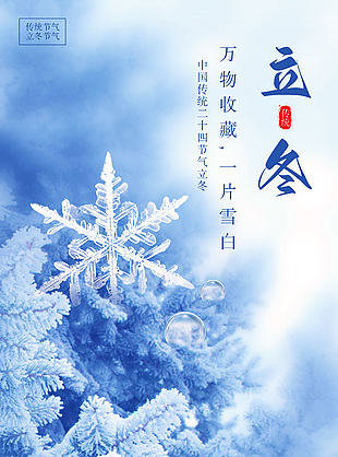 中国传统立冬节气一片雪白海报图片下载