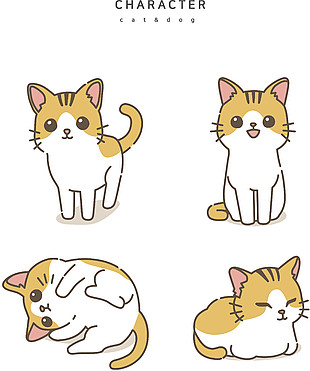 可爱橘色猫咪插画