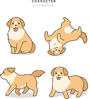可爱简单小狗插画