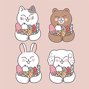 手绘可爱猫咪插画