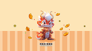 龙年卡通形象简约高清电脑壁纸图片