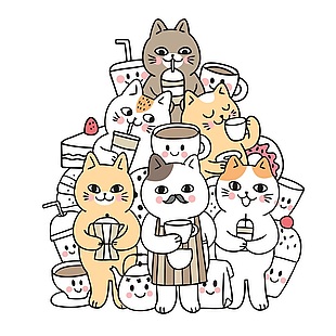 可爱宠物猫创意插画