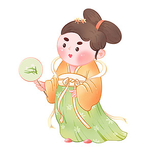 卡通可爱古典仕女图