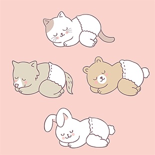 超可爱猫猫动物插画