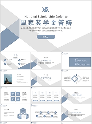 素雅简约国家奖学金申请答辩PPT模板