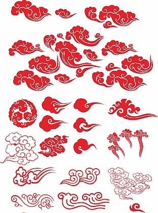红色简约祥云素材