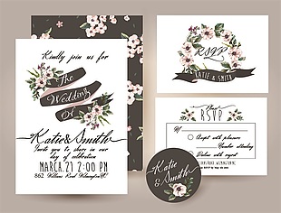 森系鲜花婚礼邀请函