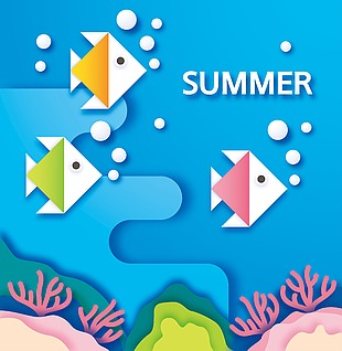 海洋剪纸风格海报设计