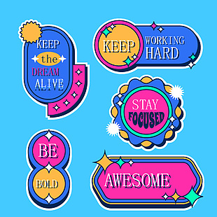 手绘卡通字母创意贴纸元素