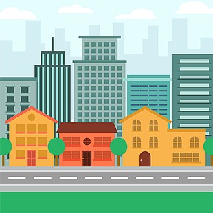 绿色创意城市建筑办公楼风景