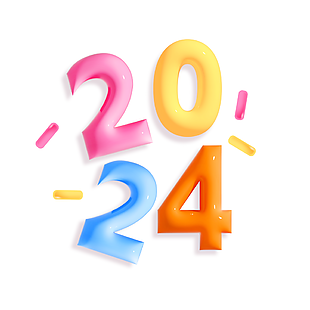 创意Q版糖果色2024艺术字素材下载