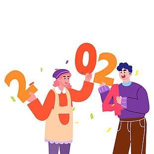 时尚扁平化卡通2024艺术字素材下载