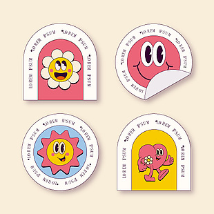 简约卡通花朵矢量潮流贴纸
