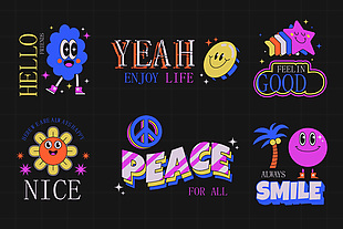 创意潮流字母元素矢量贴纸