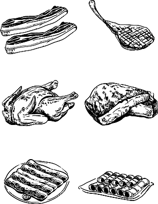 肉类铅笔素描手绘