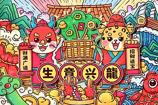 生意兴隆财源广进节日展板