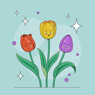 花花植物可爱卡通手绘插画