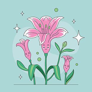 粉色郁金香花卉装饰插画