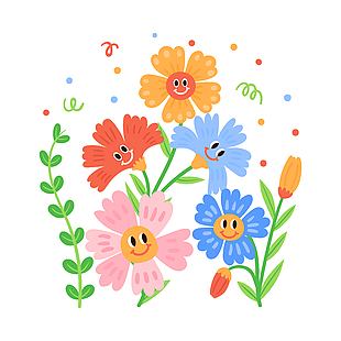 美丽小花卡通可爱插画